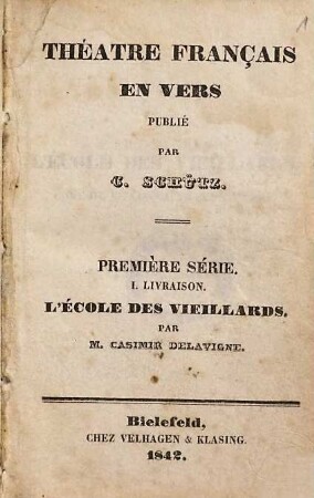 L' école des vieillards : [comédie en cinq actes et en vers]