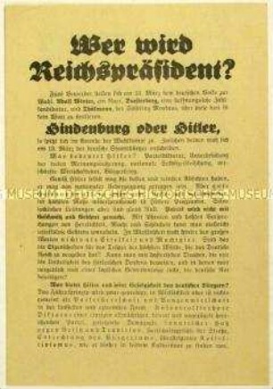 Aufruf zur Wahl von Paul von Hindenburg zum Reichspräsidenten1932