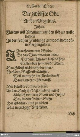 Die zwölffte Ode. An den Virgilius