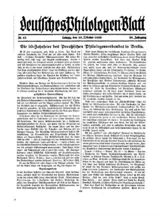 Die 50-Jahrfeier des Preußischen Philologenverbandes in Berlin