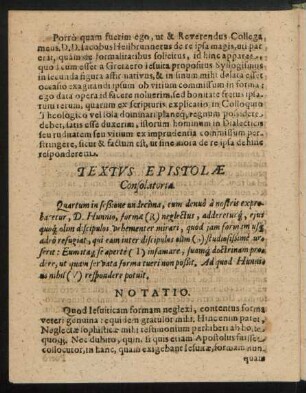 Textus Epistolae Consolatoriae.