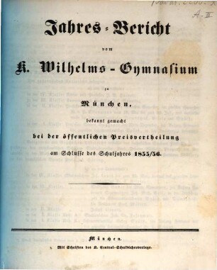 Jahresbericht. 1855/56