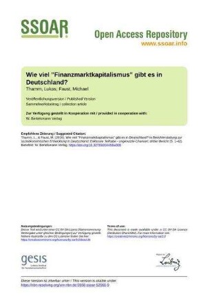 Wie viel "Finanzmarktkapitalismus" gibt es in Deutschland?