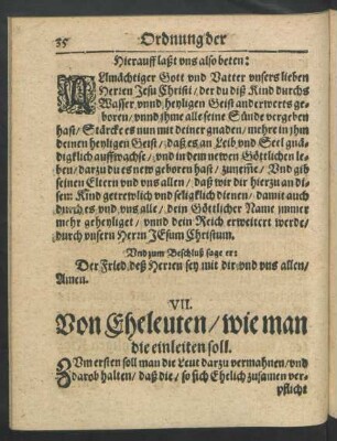 VII. Von Eheleuten/ wie man die einleiten soll.