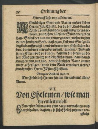 VII. Von Eheleuten/ wie man die einleiten soll.