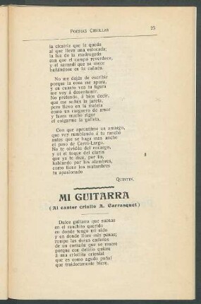 Mi guitarra : (Al cantor criollo A. Carrasquet)