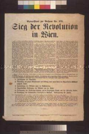 Maueranschlag: Sieg der Revolution in Wien. Extra-Blatt zur Reform Nr. 171