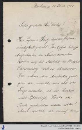 Briefe von Georg Baumann an Friedrich Krantz