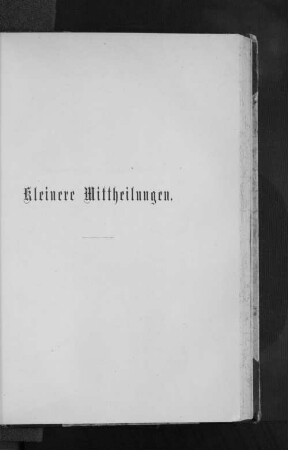 Kleinere Mittheilungen