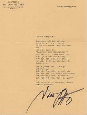 Brief von O.W. Fischer (Faksimile)