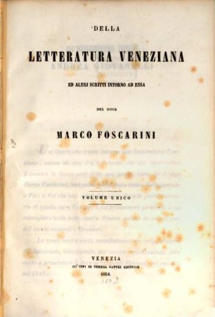 Della letteratura veneziana ed altri scritti intorno ad essa