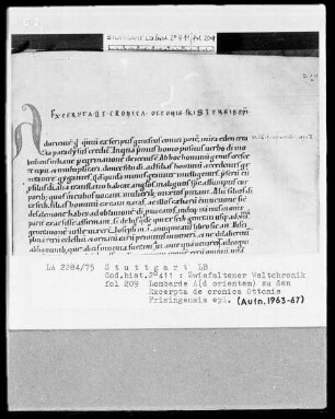 Ekkehardus Uraugiensis - Chronicon universale — Lombarde A(d orientem), Folio 209recto