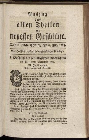 XXXII. Nachl. Coburg, den 9. Aug. 1755.