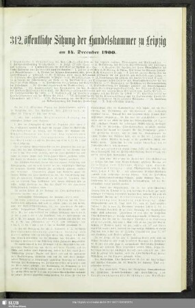 312. öffentliche Sitzung der Handelskammer zu Leipzig am 14. December 1900