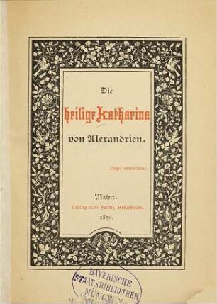 Die heilige Katharina von Alexandrien : [von Hermann Josef Fugger-Glött]