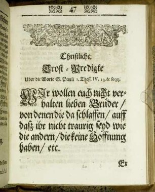 Christliche Trost-Predigte.