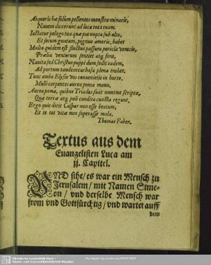 Leichenpredigt : Textus aus dem Evangelisten Luca am ii. Capitel