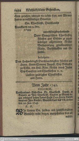 Vom Jahr 1745