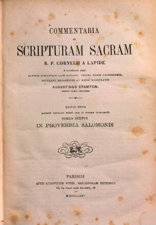 Commentaria in Scripturam Sacram R. P. Cornelii a Lapide. 6