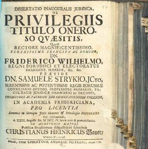 Dissertatio inauguralis iuridica de privilegiis, titulo oneroso quaesitis