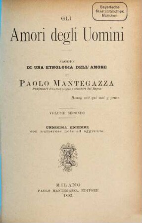 Gli amori degli uomini : saggio di una etnologia dell'amore, 2