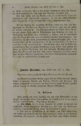 Zweite Periode. Von 3000 bis 555 v. Chr. Von den ersten geschichtlichen Staaten bis aus Cyrus