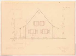 Garten Gottlieb Gessler, Rastatt: Wohnhaus Gessler: Westansicht 1:50