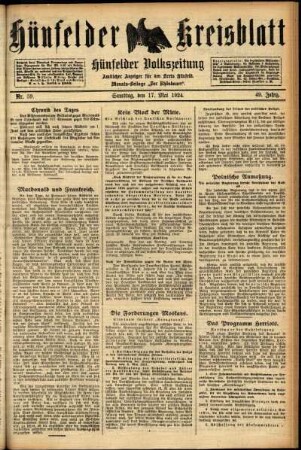 Ausgabe vom Samstag, den 17. Mai 1924.