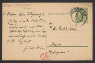Brief an B. Schott's Söhne : 09.10.1908
