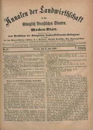No. 25. Berlin, den 21. Juni 1865. V. Jahrgang.