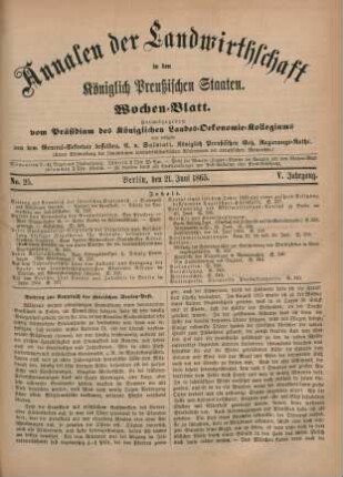 No. 25. Berlin, den 21. Juni 1865. V. Jahrgang.