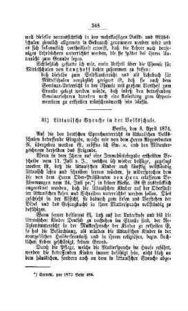 Littauische Sprache in der Volksschule : [V. Volksschulwesen]