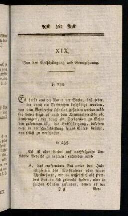 361-370, XIX. Von der Entschädigung und Genugthuung. §. 234. - §. 248.