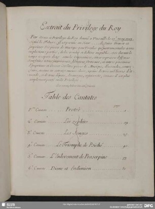 Extrait du privilège du roi