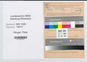Entnazifizierung Peter Olinger, geb. 08.01.1912 (Baecker)