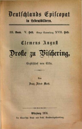 Clemens August Droste zu Vischering, Erzbischof von Cöln