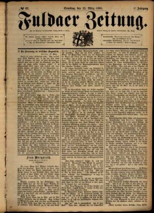 Ausgabe vom Samstag, den 22. März 1890.