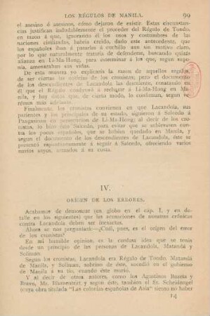 IV. Orígen de los errores