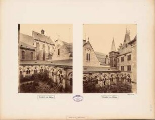 Auditoriengebäude der Philipps-Universität Marburg: Teilansichten des Kreuzhofs von Süden und Westen
