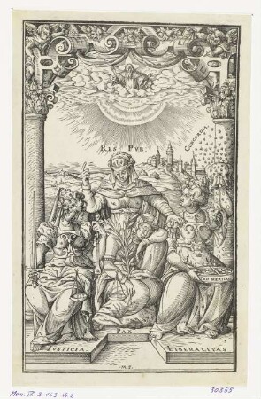 Matrone der Stadt Nürnberg mit Iustitia und Liberalitas