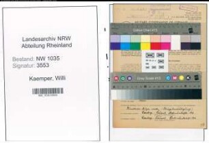 Entnazifizierung Willi Kaemper , geb. 06.03.1897 (Kokereiassistent)