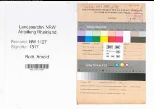 Entnazifizierung Arnold Roth , geb. 03.08.1895 (Abteilungsleiter)