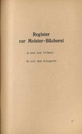 Register zur Meister-Bücherei
