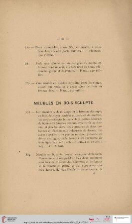 Meubles en Bois Sculpté (Nr. 333 - 351)