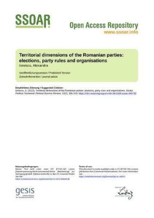 Territorial dimensions of the Romanian parties: elections, party rules and organisations
