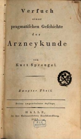 Versuch einer pragmatischen Geschichte der Arzneykunde, 2