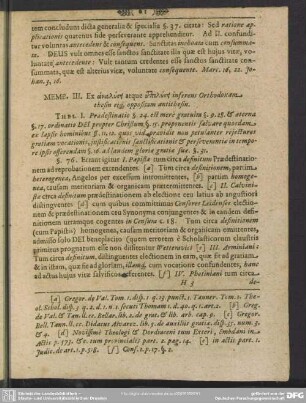 Memb. III. Ex analysin atque ... inferens Orthodoxam, thesin eiusque oppositam antithesin