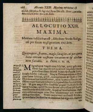 186-193, Allocutio XXIII. Maxima. Maxima infelicitas est, felicitate Statûs Religiosi per suam negligentiam excidere
