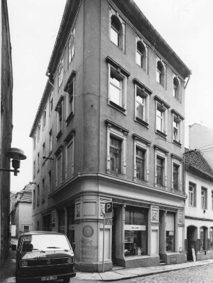 Meißen-Altstadt, Marktgasse 2. Wohnhaus mit Laden (Bezeichnung 1898). Eckansicht