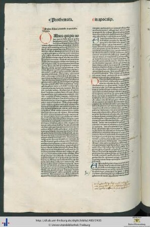 Pręfatio Gilberti pictaviensis in apocalipsim Johannis mit handschriftlichen Anmerkungen